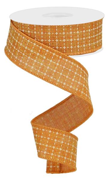 RGA10445T   1.5" x 10yd Raised Stitched Squares/Royal    Talisman/Cream