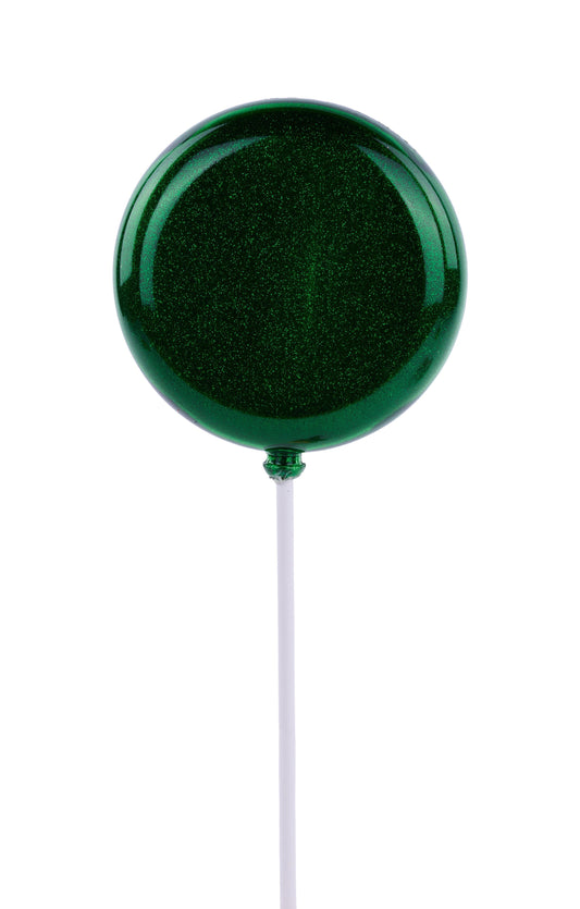XC120506  100mm Glitter Lollipop with Stick – Emerald Green – 9.75" OAL