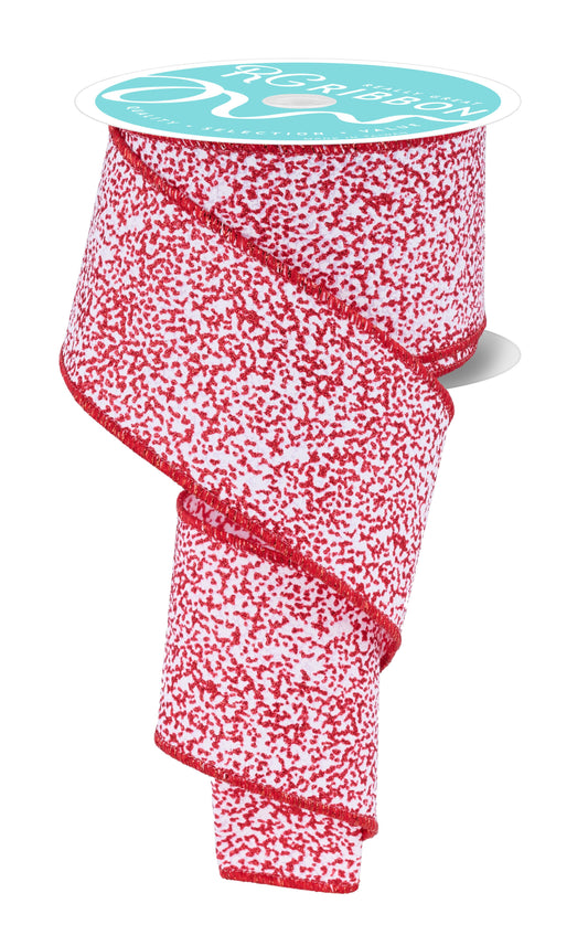 RGF181424  2.5" x 10yd Snow Glitter White/Red