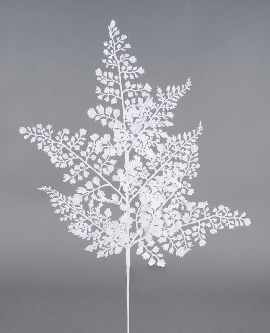 XS236627    23"L Glitter Maidenhair Fern Spray x 7   White