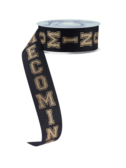 RJ407386   1.5" x 100ft Homecoming   No Wire, Black/Gold