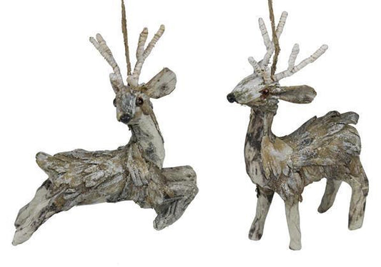 XY8643     5.25"L x 4.75"H Reindeer Orn   White/Natural
