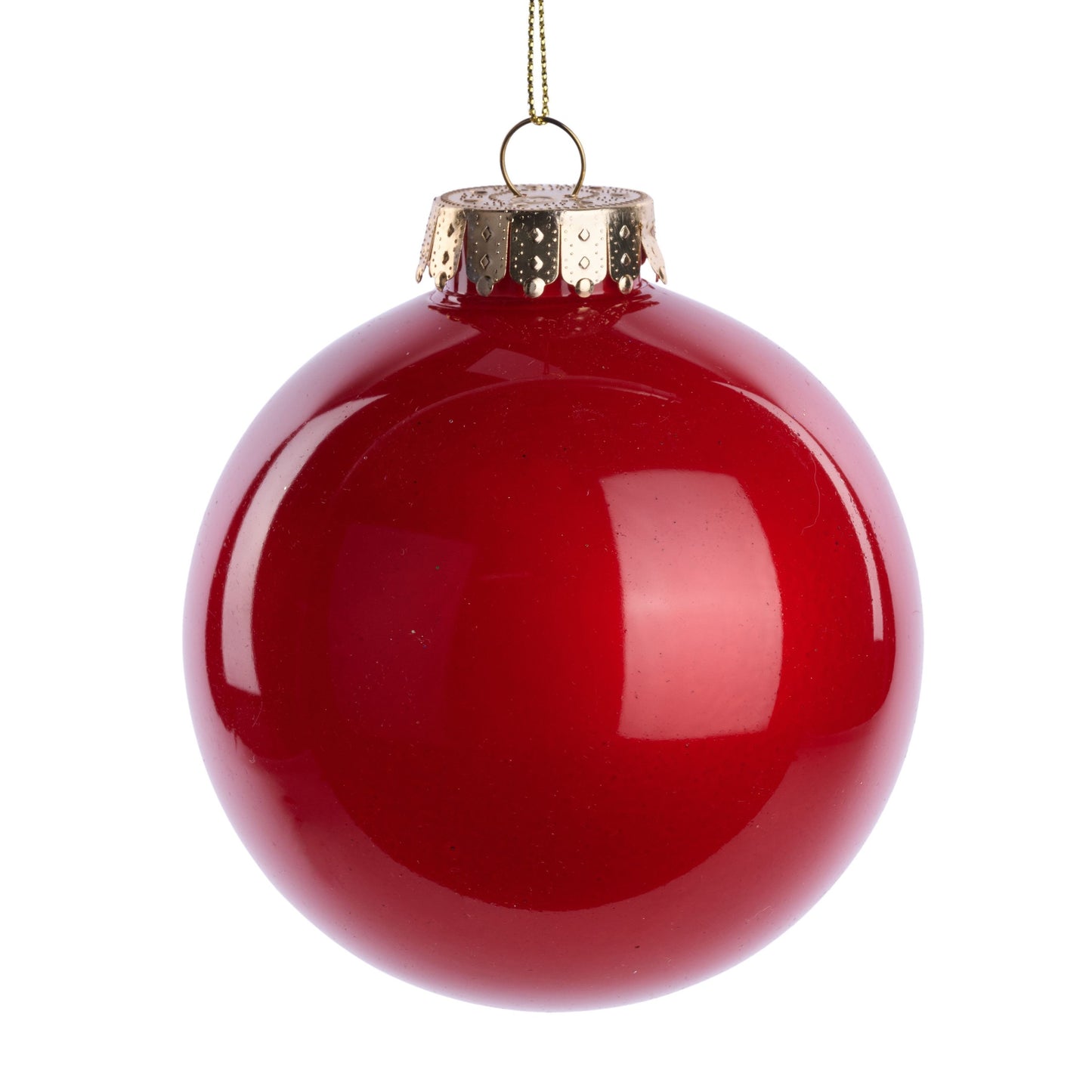 XH966124   100Mm Dia Lacquer/Glass Look Ornament     Red