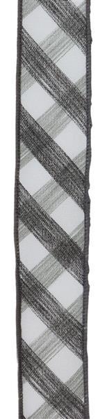 RGE159427   1.5"X10yd Woven-Look Diagonal Check   White/Black/Grey
