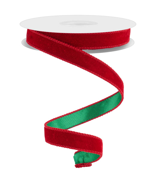 RGE777973   7/8" x 10yd Deluxe Velvet/Satin Backing   Red/Green