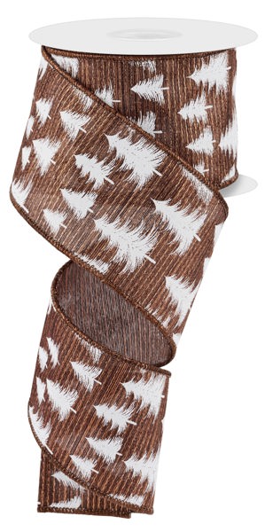 RGE191131  2.5" x 10yd Wispy Tree/Met Dk Chocolate/White