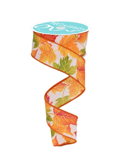 RGF1470 1.5" x 10yd Autumn Leaves Orange/Yellow/Green