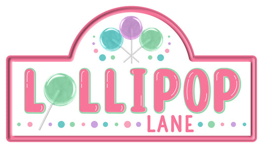 MD1689J5  15"L x 8"H Lollipop Lane Street Sign White/Pink/Lav/Mint/Blue