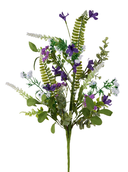 FH8224F1  27"L Flower/Spike/Fern/Leaf/Bead Spray   Purple/Cream/Green