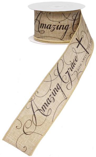 RG0113601 2.5"X10yd Amazing Grace Beige/Black