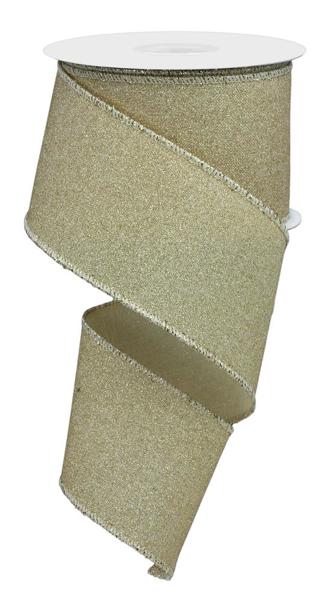RGE1381YH   2.5" x 10yd Fine Glitter On Royal   Light Gold