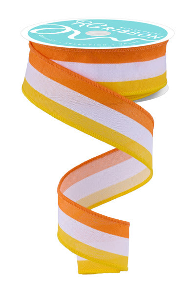 RGE1608J8  1.5" x 10yd Faux 3-In-1 Vertical Stripe Yellow/White/Orange