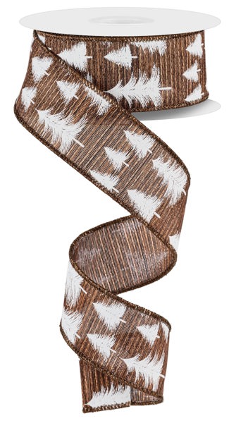 RGE191031  1.5" x 10yd Wispy Tree/Met Dk Chocolate/White