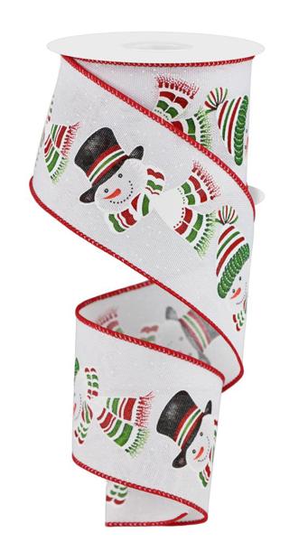 RGE197827  2.5" x 10yd Snowman Head White/Red/Grn