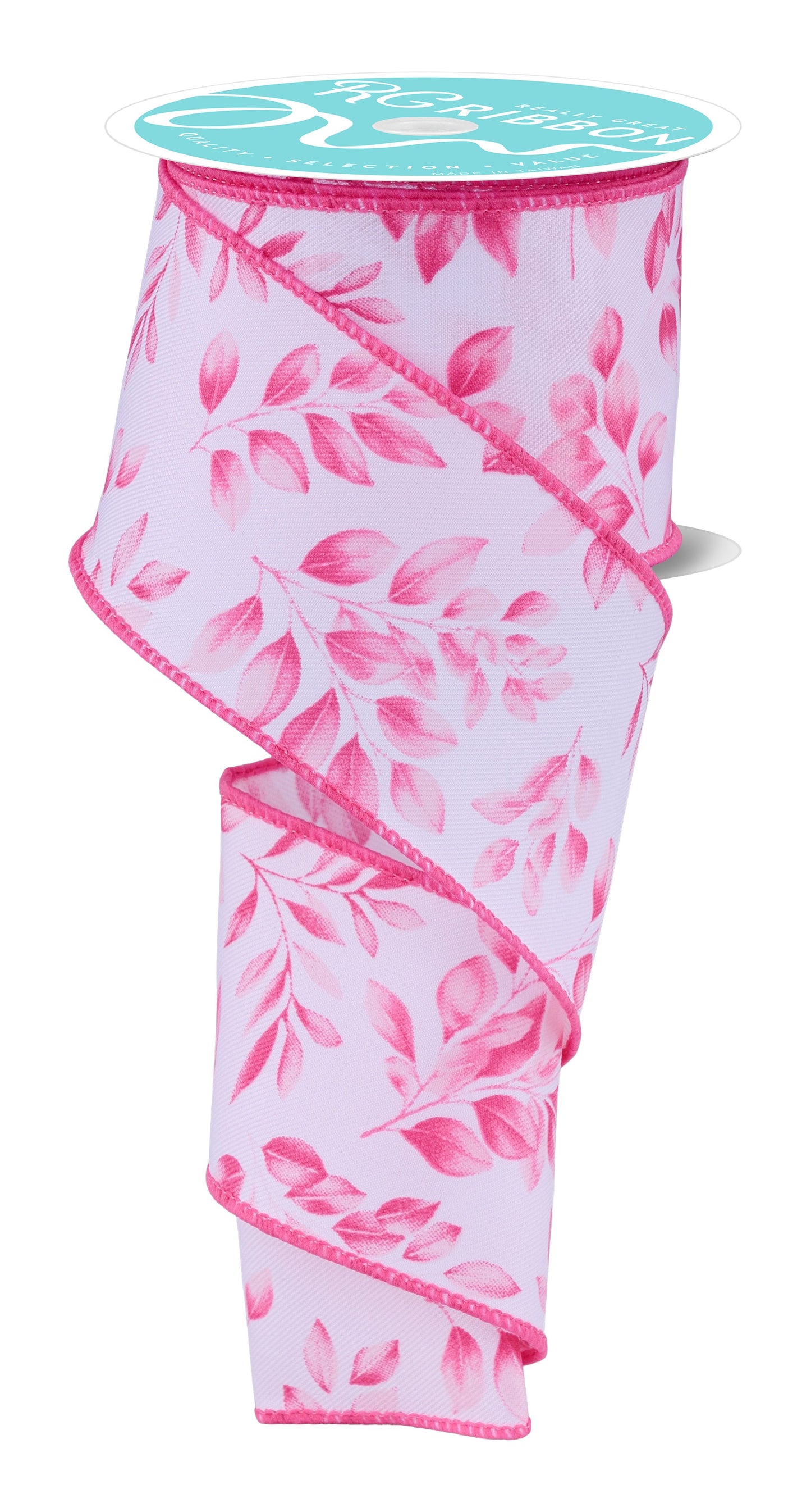 RGH116422  2.5" x 10yd Greenery   White/Multi Pink