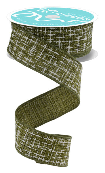 RGF169252    1.5"X10YD  Knit Look Texture  Moss Green/Ivory
