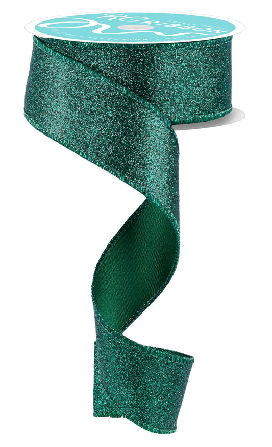 RGC159612  1.5" x 10yd Shimmer Glitter  Hunter Green
