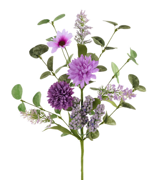 FH8168   24"L Dahlia/Lavender/Eucalyptus Spray  Purple/Lav/Pink/Crm/Grn