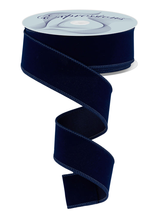 RL1942FA  1.5" x 10yd Indoor Velvet Ribbon  Dark Navy Blue