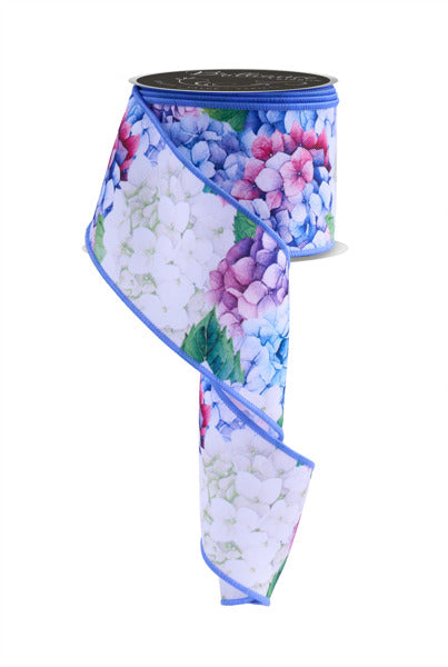 LS1022WT  2.5" x 10yd Hydrangeas Pink/Purple/Blue