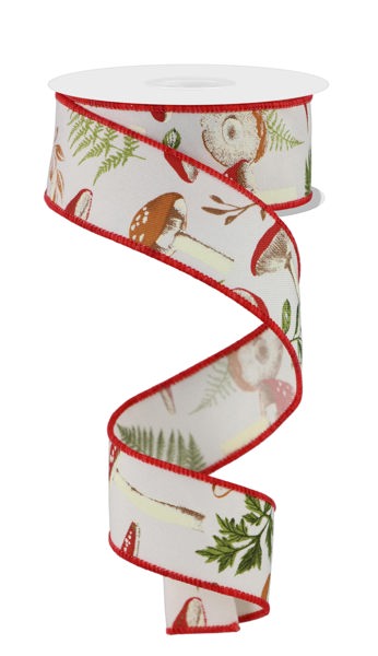 RGE189637  1.5" x 10yd Mushroom Botanicals Ivory/Multi