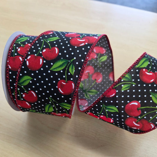 426434021    2.5"X10YDS   STN   White Dots With Cherries