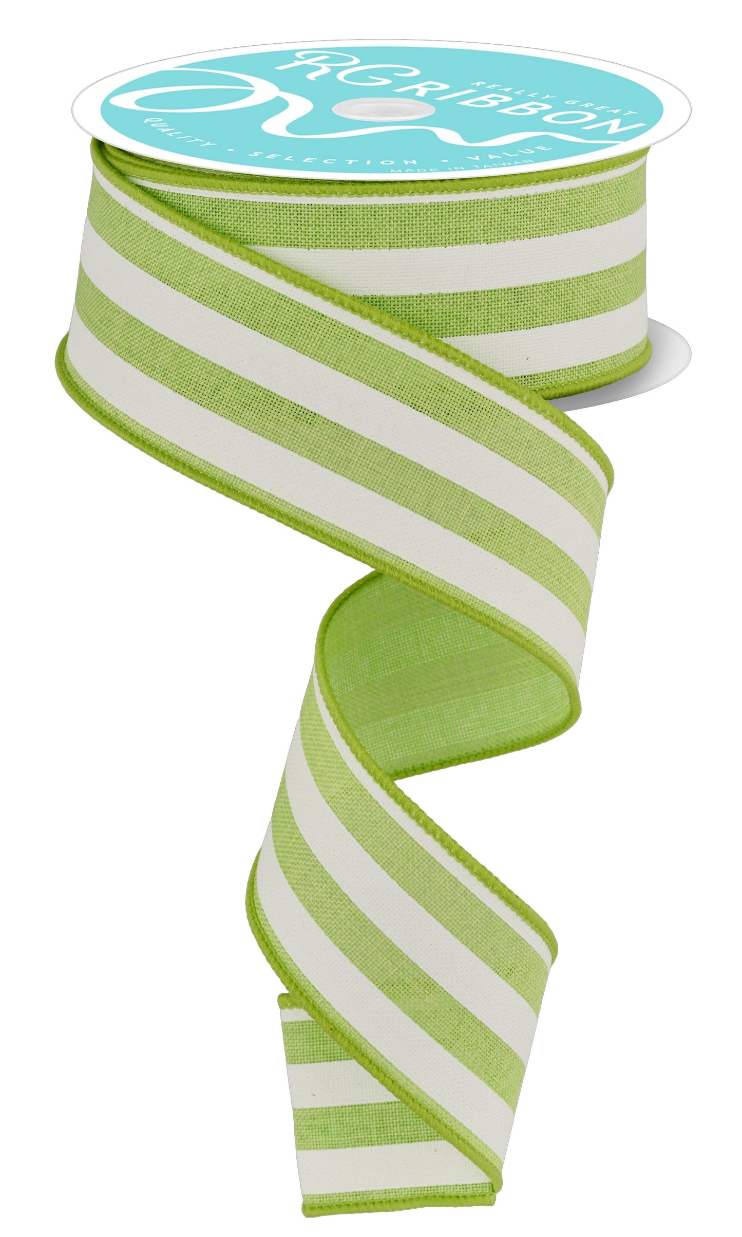 RGC1562H2  1.5" x 10yd Vertical Stripe Brt Green/White