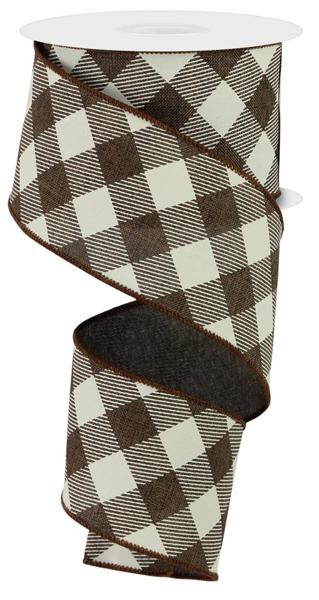 RGA127404   2.5" x 10yd Diagonal Check On Royal    Brown/Ivory