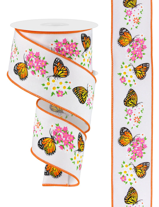 RGE174927   2.5" x 10yd Butterfly W/Flowers   White/Multi