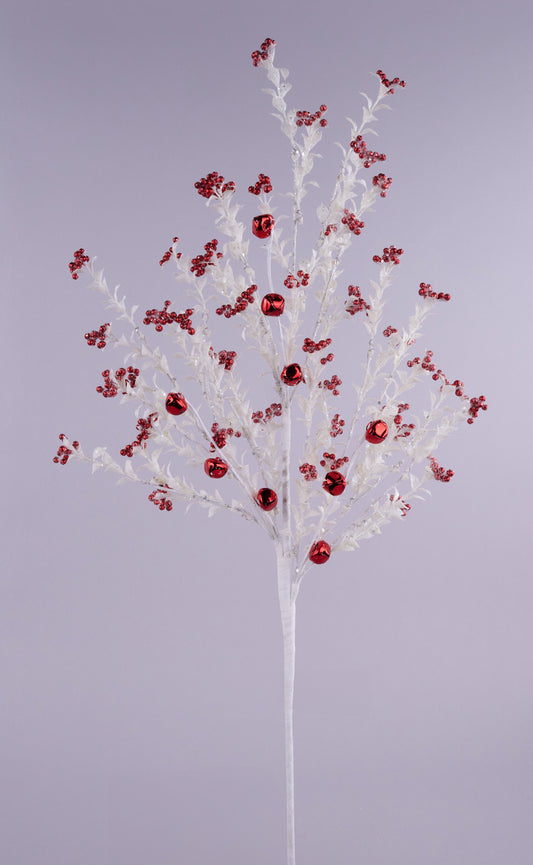 XX881659   28"L Jingle Bell/Berry/Mini Leaf Spray    White/Red