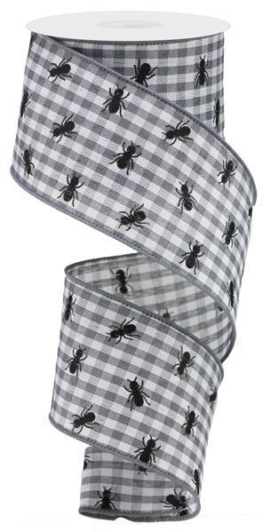 RGA172710  2.5"X10YDS Ants on Grey Gingham