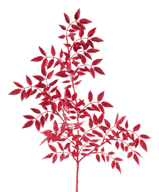 PF135624  29" Glitter White Ash Spray – Red – Christmas Floral Pick