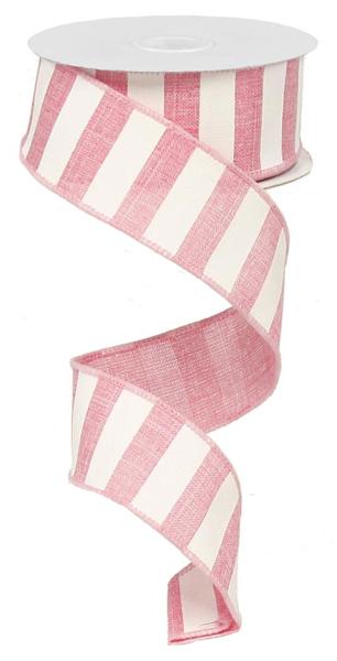 RX9148WT   1.5" x 10yd Horizontal Stripe   Pink/White