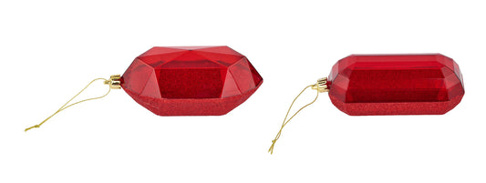 XJ563324   5.25"L Glitter Gem Ornament   Red