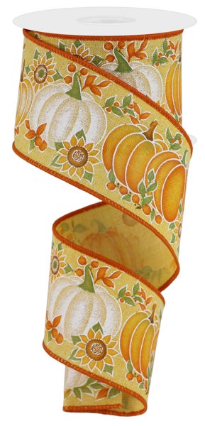 RGE1951MW  2.5" x 10yd Pumpkins/Sunflower Must/Brwn/Orng/Yllw/Sage