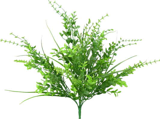 13415GN      19"H   Plastic Mix Leaf Bush   Green