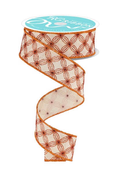 RGF1346C2  1.5" x 10yd Multi Circles/Dot Cream/Copper/Brown