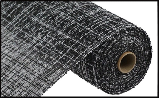 RP815540  10" x 10yd Two-Tone Poly Burlap Mesh Black/White