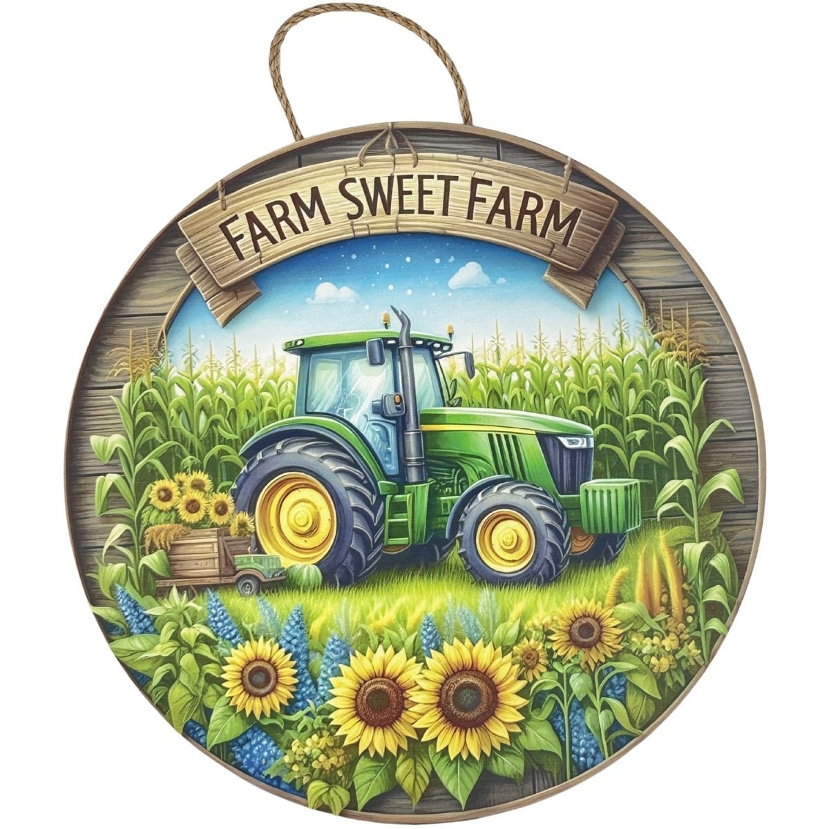 CUS2390L   18" Round Tractor Farm Sweet Farm