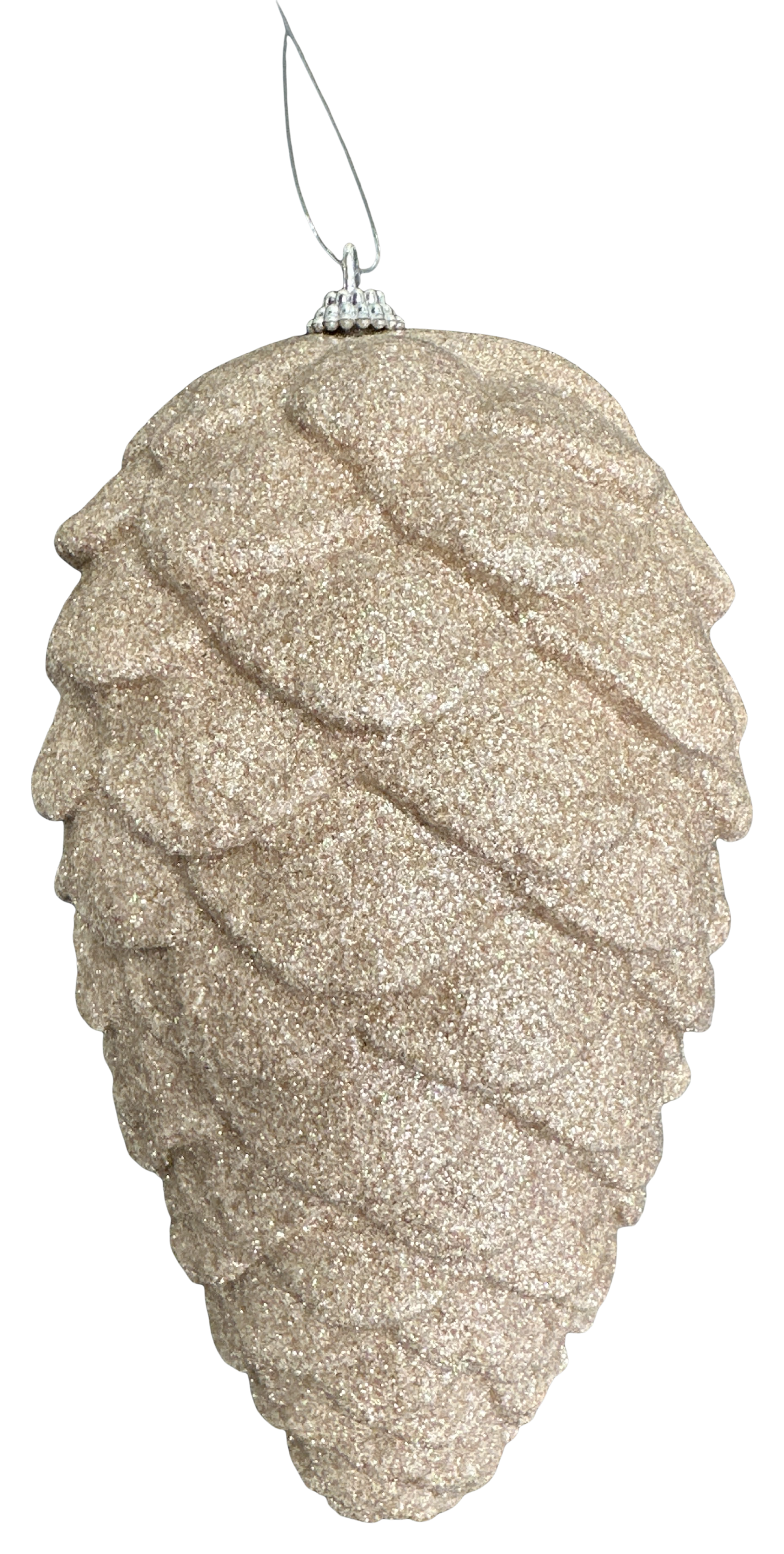 86882TAUPE    H9XDia4.5     Glitter Pinecone Ornament   Tan