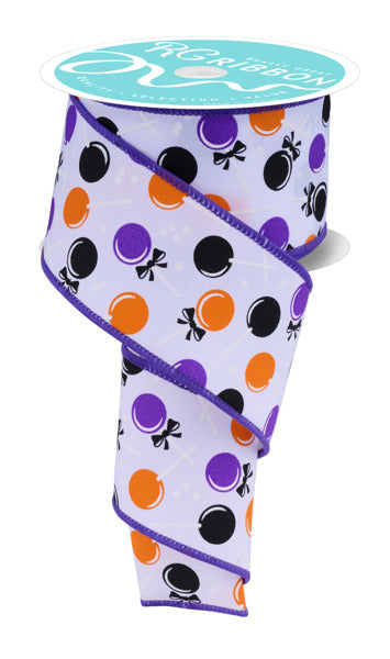 RGH1007P2  2.5" x 10yd Lollipops White/Orange/Black/Purple