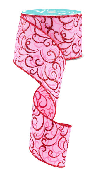 RGF132315  2.5" x 10yd Multi Swirls Light Pink/Pink/Red