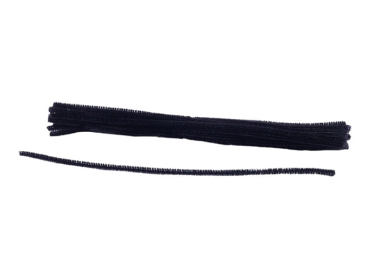MA200402  12"L x 6mm Chenille Stems  25Ea/Bg  Black