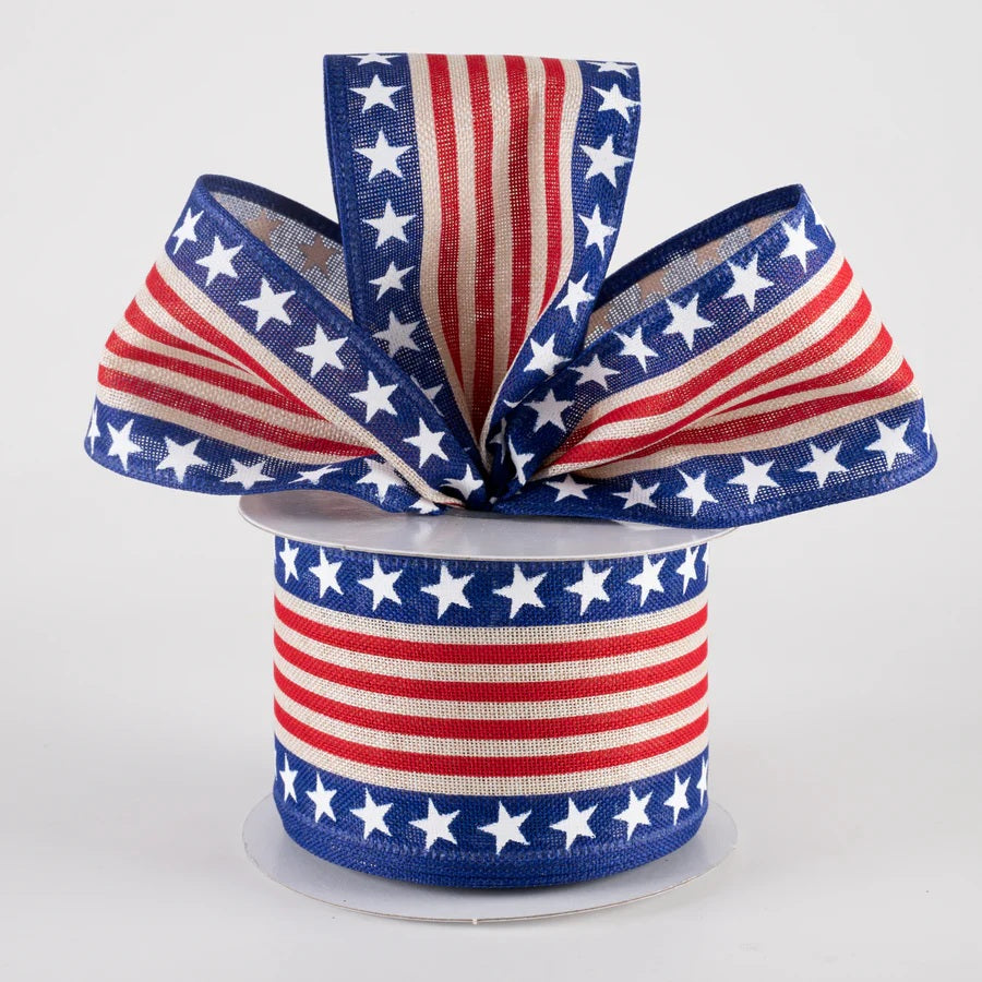 46401-40-15: NAT LIN/RED Cabana STRP/RYL BL STAR EDG, 2.5"X10Y