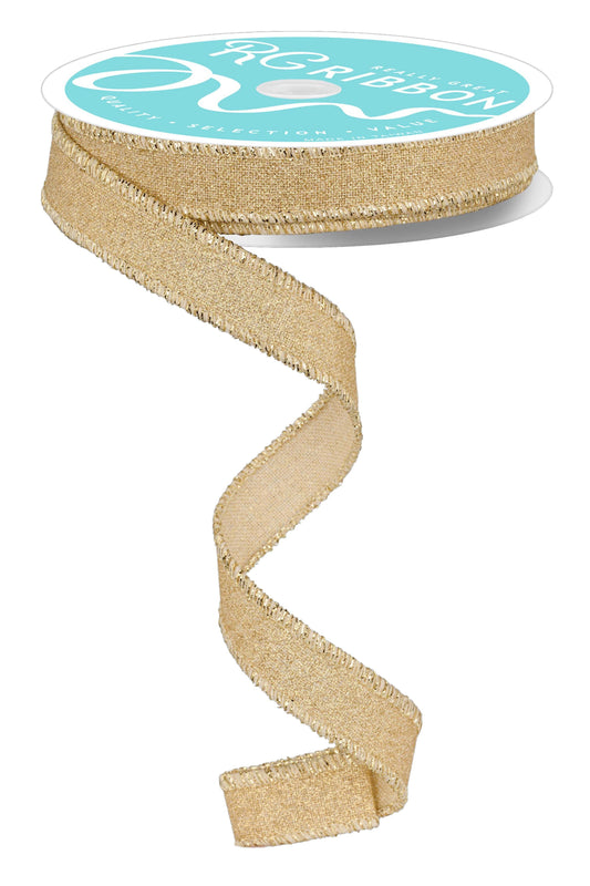 RGF1096YH  5/8" x 10yd Fine Glitter on Royal Ribbon – Light Gold – Sparkle Wired Ribbon