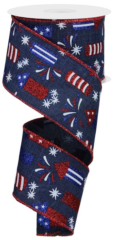 RGE120019     2.5" x 10yd Firecrackers   Navy Blue/Red/White