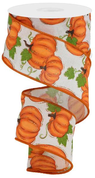 RGA147733 2.5"X10YD Pumpkin Patch Off White/Orange/Moss
