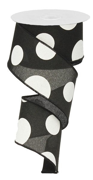 RX9143X6  2.5" x 10yd Large Multi Dots Black/White