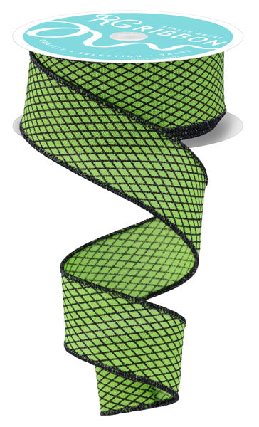 RGF1698LT    1.5"X10YD  Mini Harlequin   Fresh Green/Black