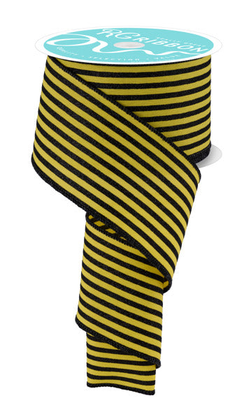 RGF19718N  2.5" x 10yd Glitter Vertical Stripe Sun Yellow/Black